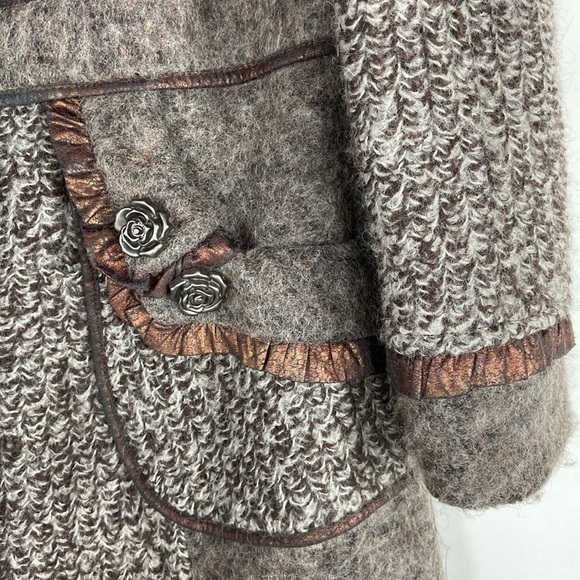 Christopher Banks copper brown wool blend snap closure pea coat trench coat - Picture 8 of 16